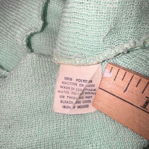 Vintage 1960s Mint Green Novelty Knit Tank Top | Scenic Bicycle Print Sleeveless - Picture 14 of 14